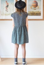 Black and white woven short sleeve dress