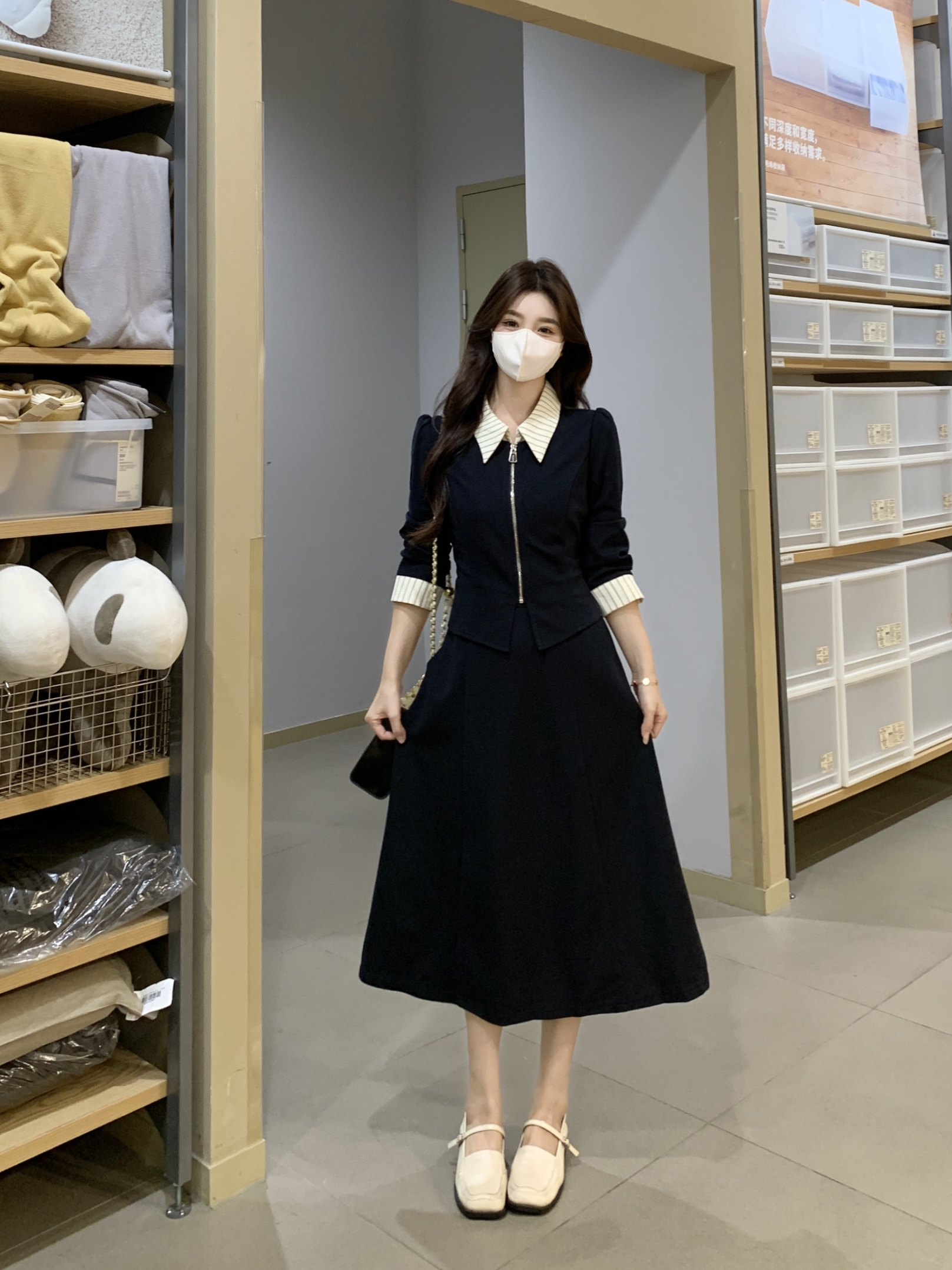 Plus Size 2026 Slimming Long Sleeve Faux Two-Piece Fashion Dress Autumn French Waist Casual Dress for Women - Image 4