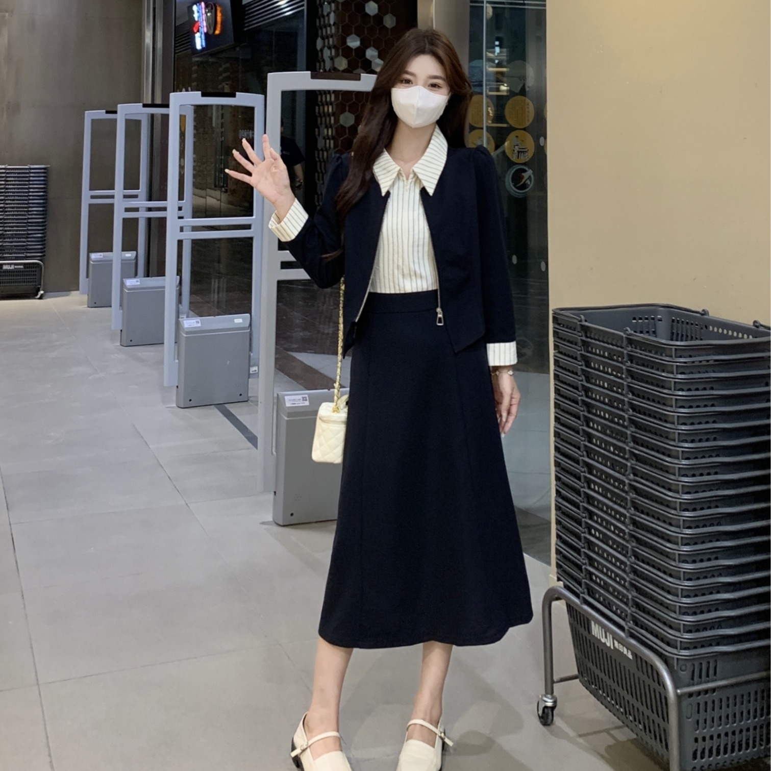 Plus Size 2026 Slimming Long Sleeve Faux Two-Piece Fashion Dress Autumn French Waist Casual Dress for Women - Image 5