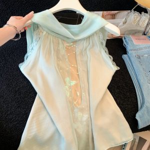 2026 Summer New Women's V-Neck Loose Blouse with High-End Look, Solid Color Sleeveless Top