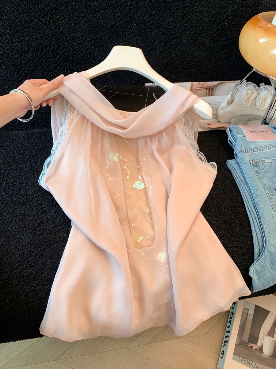 2026 Summer New Women's V-Neck Loose Blouse with High-End Look, Solid Color Sleeveless Top - Image 2