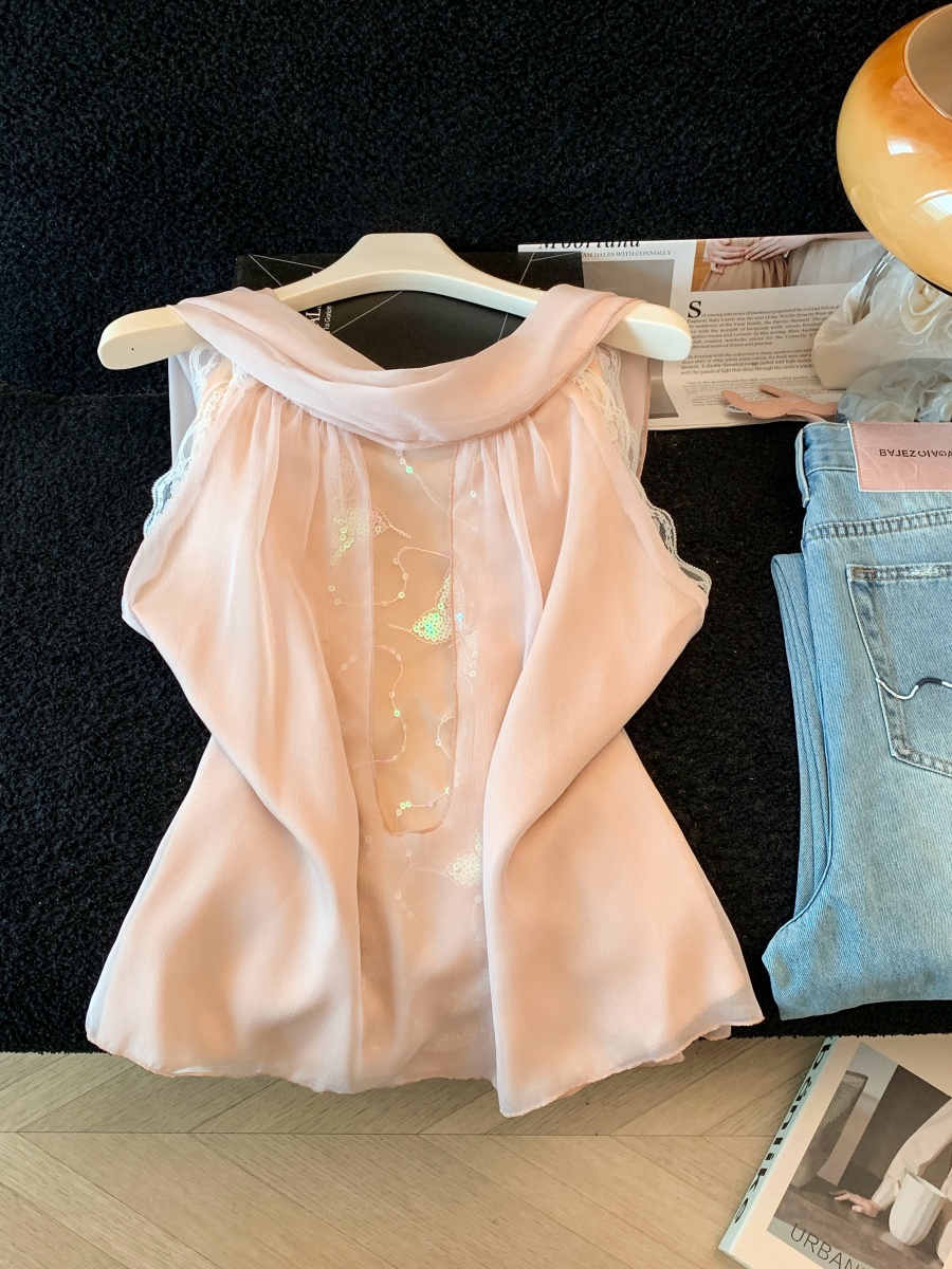 2026 Summer New Women's V-Neck Loose Blouse with High-End Look, Solid Color Sleeveless Top - Image 4