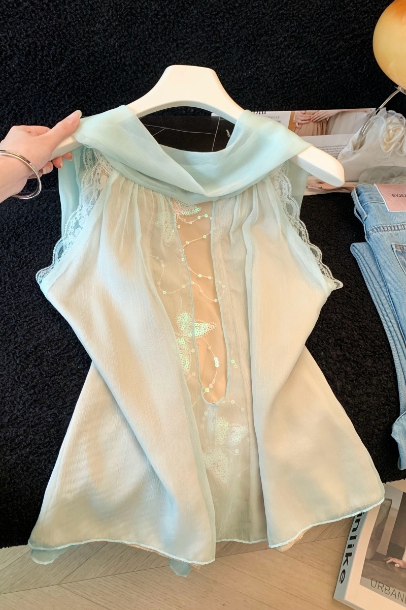2026 Summer New Women's V-Neck Loose Blouse with High-End Look, Solid Color Sleeveless Top - Image 5